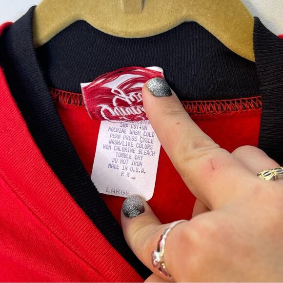 GINNIS GIRL Red and Black Reindeer Express Embroidered Pullover Sweatshirt Large - Picture 8 of 8